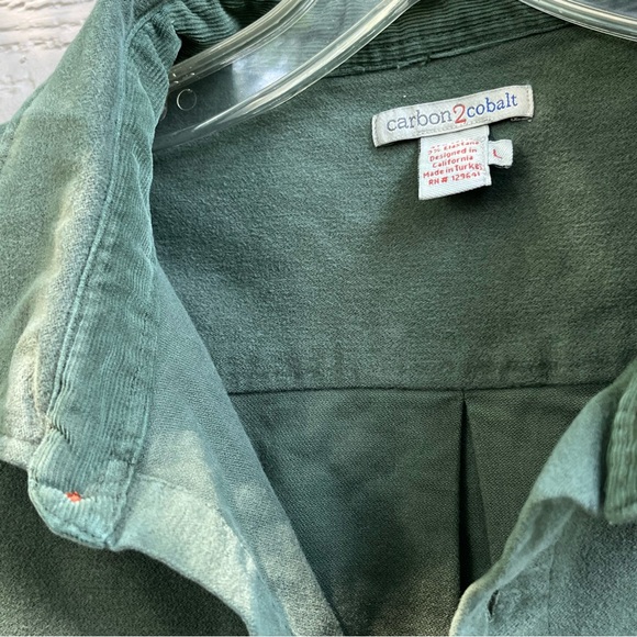 Carbon 2 Cobalt Green Button Shirt Men Large Long Sleeve Heavy Cotton Collared - Picture 4 of 7